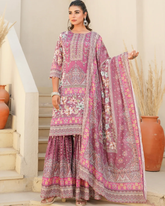 Blossom Grace – Printed Chinon Sharara Set