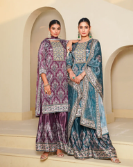 Chinon Plum Royale – 3-Piece Sharara Ensemble