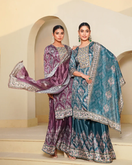 Chinon Plum Royale – 3-Piece Sharara Ensemble