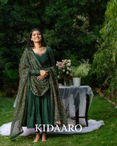 deep green Anarkali suit set