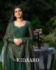 deep green Anarkali suit set