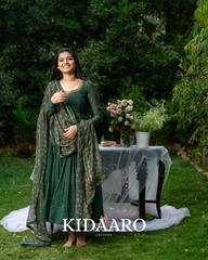 deep green Anarkali suit set