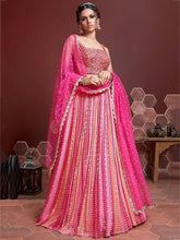 Admire Pink Chinon Silk Lehenga with Digital Print & Mirror Work