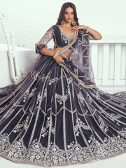 Adorable Slate Grey Lehenga Choli with Thread & Sequin Embroidery