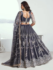 Adorable Slate Grey Lehenga Choli with Thread & Sequin Embroidery