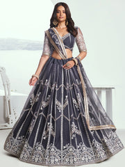 Adorable Slate Grey Lehenga Choli with Thread & Sequin Embroidery