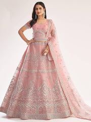 Baby Pink Heavy Butterfly Net Lehenga Choli with Gota & Zarkan Work
