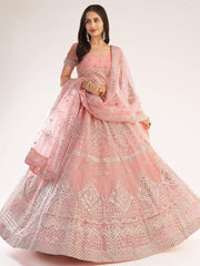 Baby Pink Heavy Butterfly Net Lehenga Choli with Gota & Zarkan Work