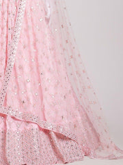 Baby Pink Sequins Georgette Lehenga Choli – Elegant Engagement & Wedding Wear