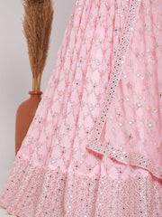 Baby Pink Sequins Georgette Lehenga Choli – Elegant Engagement & Wedding Wear