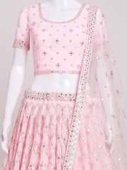 Baby Pink Sequins Georgette Lehenga Choli – Elegant Engagement & Wedding Wear