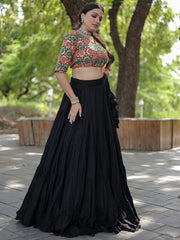 Black Rayon Lehenga Choli for Navratri Festival Wear