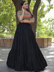 Black Rayon Lehenga Choli for Navratri Festival Wear