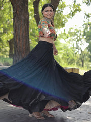 Black Rayon Lehenga Choli for Navratri Festival Wear