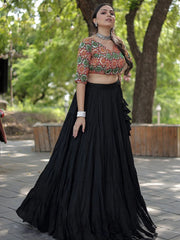 Black Rayon Lehenga Choli for Navratri Festival Wear