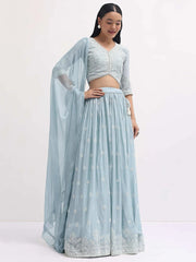Blue Georgette Lehenga Choli – Thread & Sequin Work