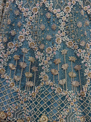 Blue Net Lehenga Choli – Multi-Thread & Sequin Work