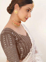 Brown Georgette Lehenga Choli with Sequins & Thread Embroidery