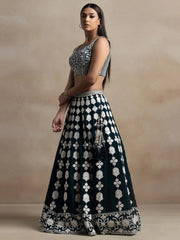 Dark Green Georgette Lehenga Choli with Sequin Work