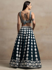 Dark Green Georgette Lehenga Choli with Sequin Work