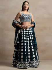Dark Green Georgette Lehenga Choli with Sequin Work
