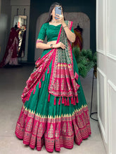 Elegant Green Tussar Silk Digital Printed Lehenga Choli with Dupatta