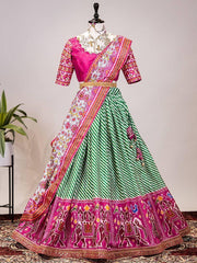 Green Patola Lehenga Choli – Festive Mehendi & Sangeet Wear