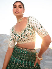 Green Sequins Georgette Lehenga Choli – Function & Wedding Wear