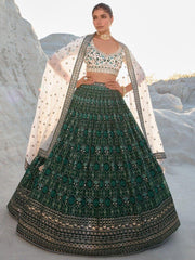 Green Sequins Georgette Lehenga Choli – Function & Wedding Wear