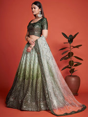 Green Sequins Mehendi Lehenga Choli – Festive & Wedding Wear