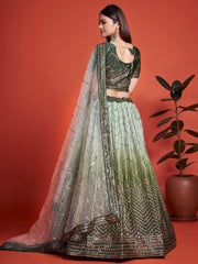 Green Sequins Mehendi Lehenga Choli – Festive & Wedding Wear