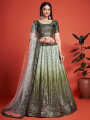 Green Sequins Mehendi Lehenga Choli – Festive & Wedding Wear