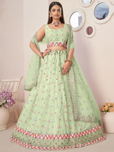 Green Sequins Net Festival Lehenga Choli with Dupatta
