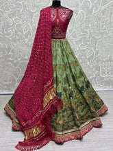 Green Silk Digital Printed Festival Lehenga Choli