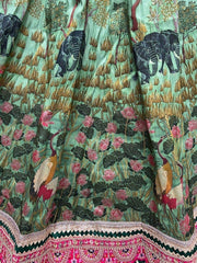 Green Silk Digital Printed Festival Lehenga Choli