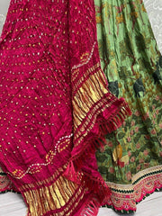 Green Silk Digital Printed Festival Lehenga Choli