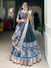 Grey Dola Silk Kalamkari Print Lehenga Choli with Dupatta