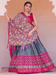 Grey Patola Silk Lehenga Choli – Festival & Navratri Wear