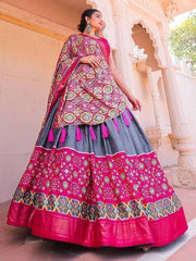 Grey Patola Silk Lehenga Choli – Festival & Navratri Wear