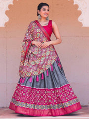 Grey Patola Silk Lehenga Choli – Festival & Navratri Wear