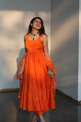 Faux Georgette Ruffle Flair Anarkali Suit