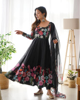 Nitara Black Organza Anarkali Suit