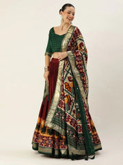 Maroon Patola Print Silk Festival Wear Lehenga Choli with Dupatta