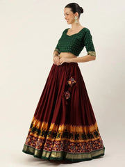 Maroon Patola Print Silk Festival Wear Lehenga Choli with Dupatta