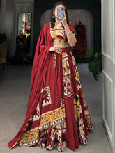 Marvelous Red Digital Printed Silk Lehenga Choli with Dupatta