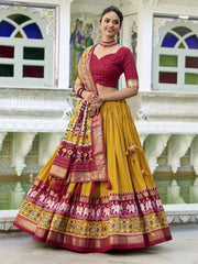 Mustard Yellow Tussar Silk Lehenga – Festive & Wedding Wear