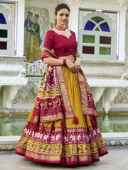 Mustard Yellow Tussar Silk Lehenga – Festive & Wedding Wear