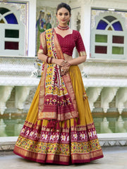 Mustard Yellow Tussar Silk Lehenga – Festive & Wedding Wear
