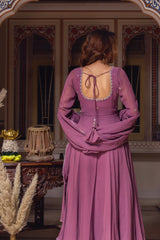 Elegant Faux Georgette Embroidered Anarkali Suit – Three-Piece Set