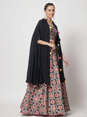 Navy Blue Chinon Silk Lehenga Choli – Festive & Party Wear